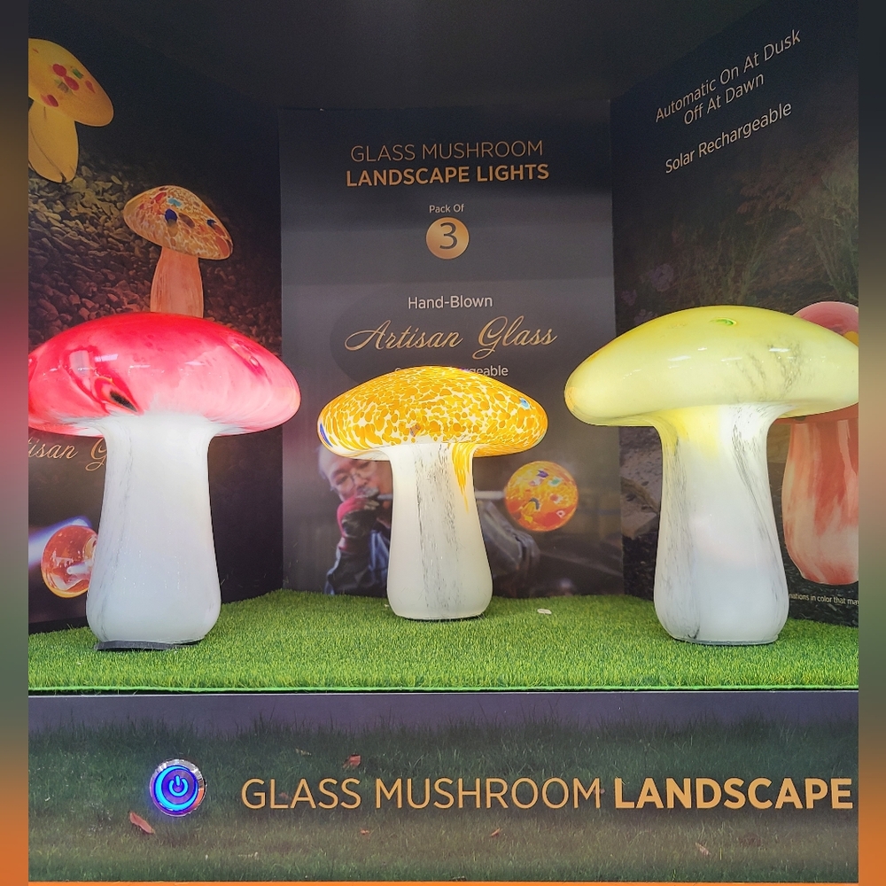 Infinity X1 Glass Solar Mushroom Landscape Lights
